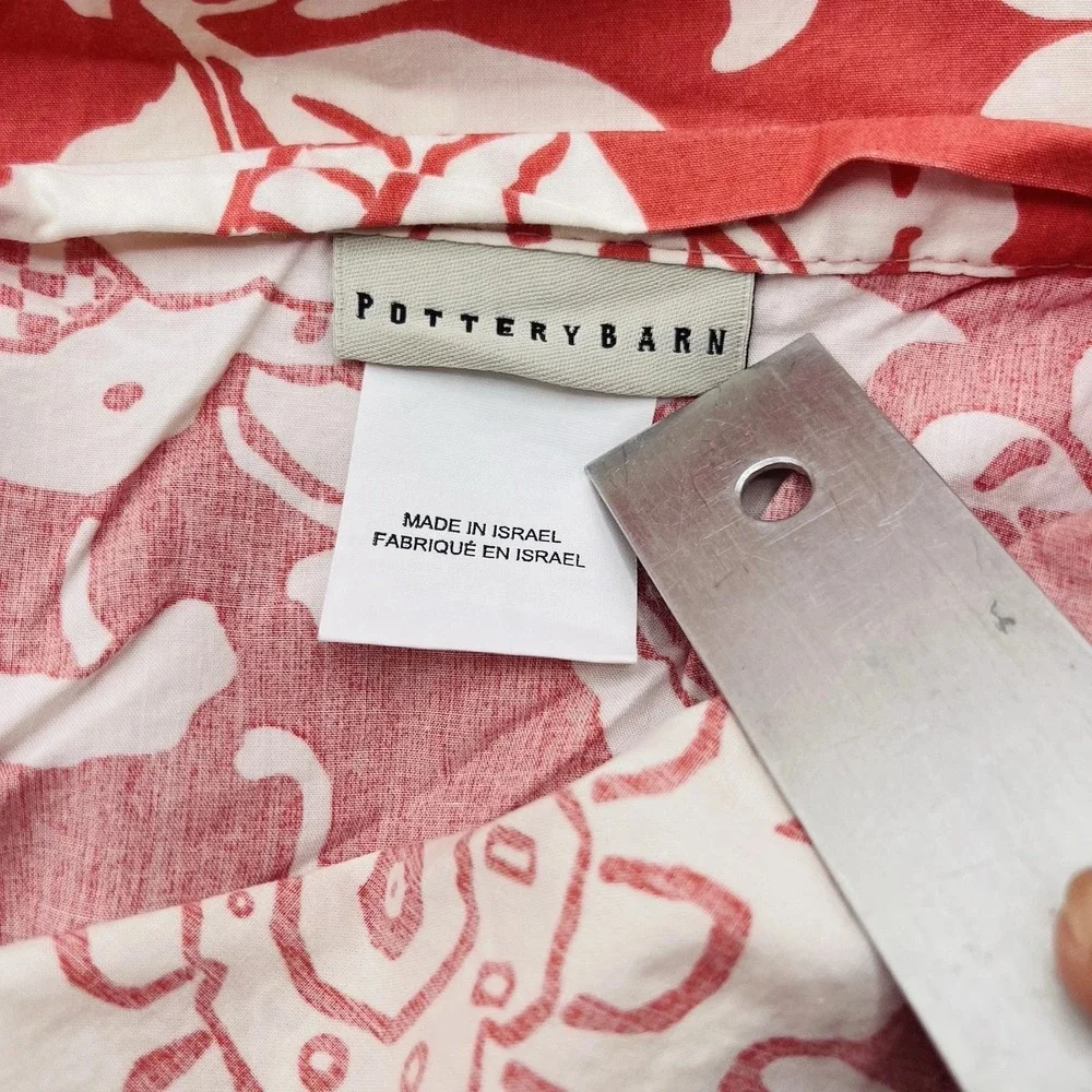 Pottery Barn Jacobean Floral Queen Duvet Cover 2 Euro Shams Coral Organic Cotton